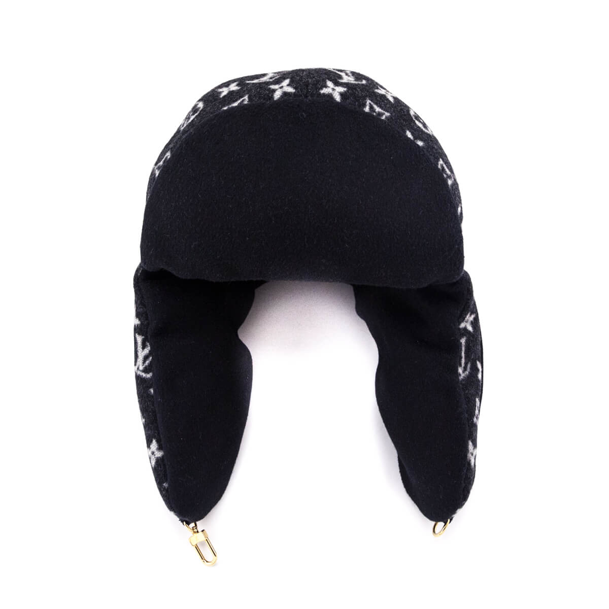Louis Vuitton Black Wool Monogram Chapka Carry On Hat