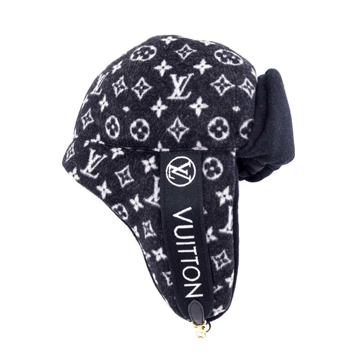 Louis Vuitton Black Wool Monogram Chapka Carry On Hat