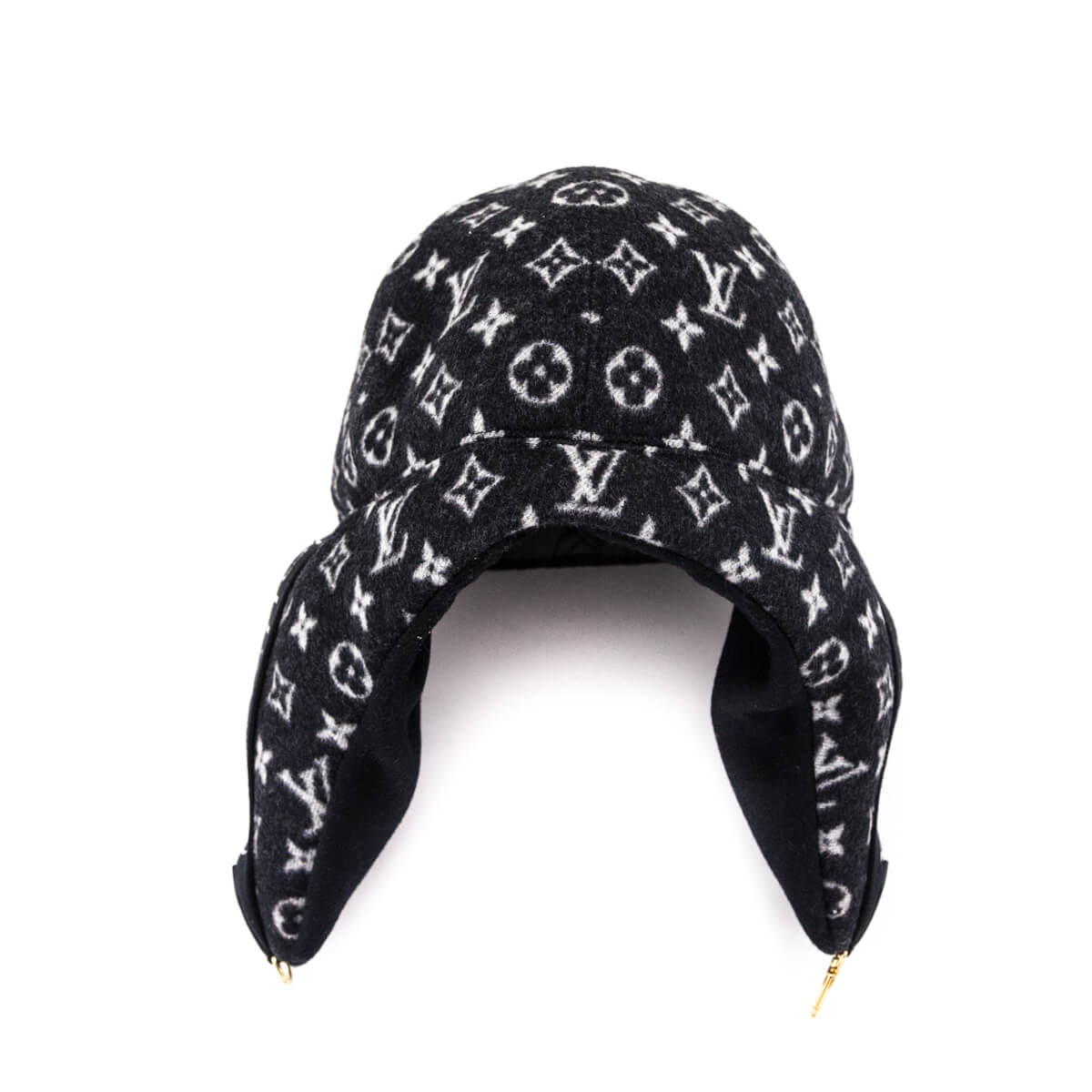 Louis Vuitton Black Wool Monogram Chapka Carry On Hat