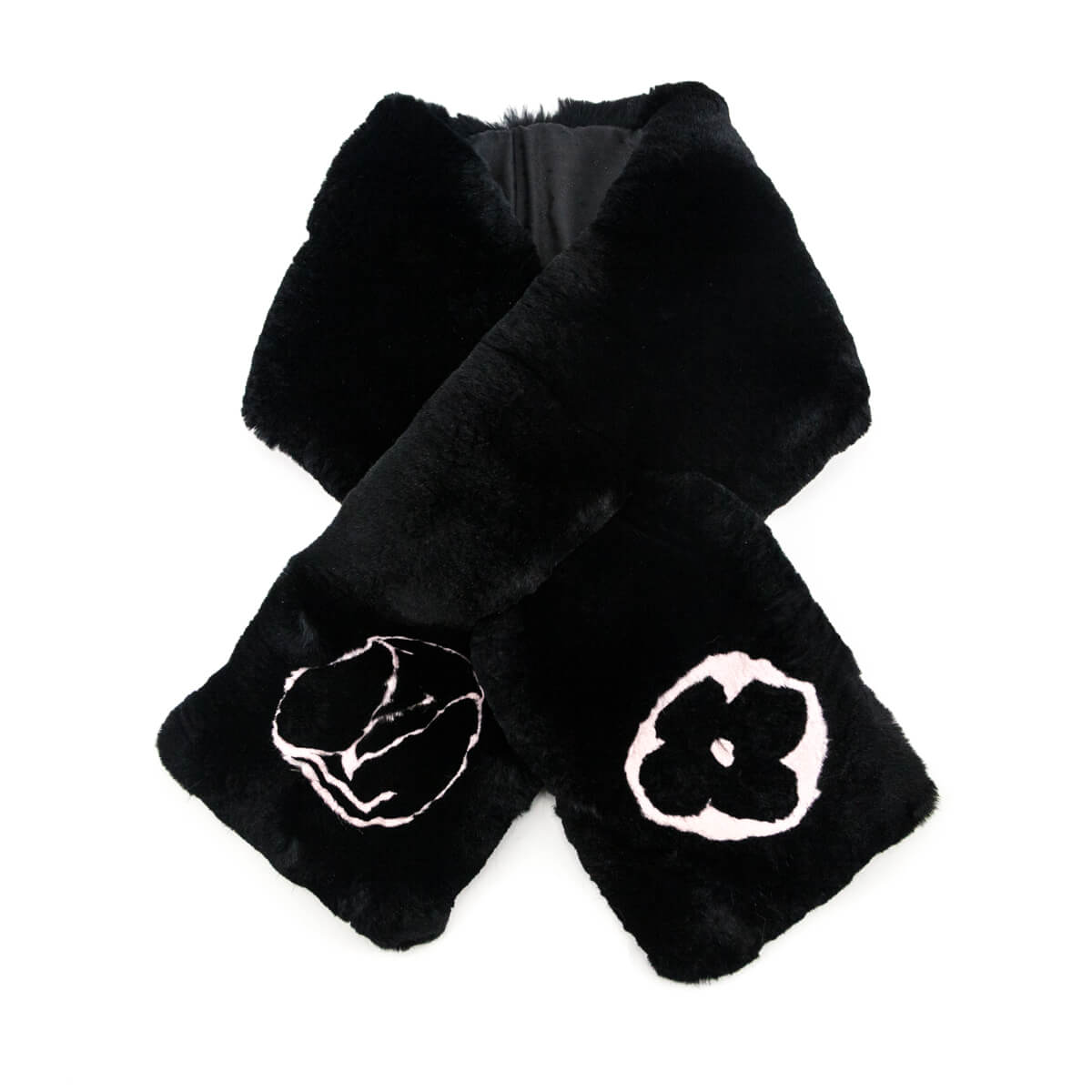 Louis Vuitton Black & Pink Rabbit Logo Scarf