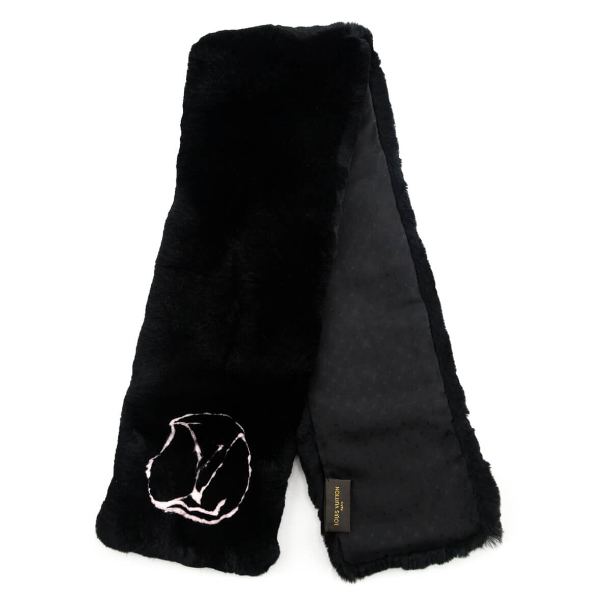 Louis Vuitton Black & Pink Rabbit Logo Scarf