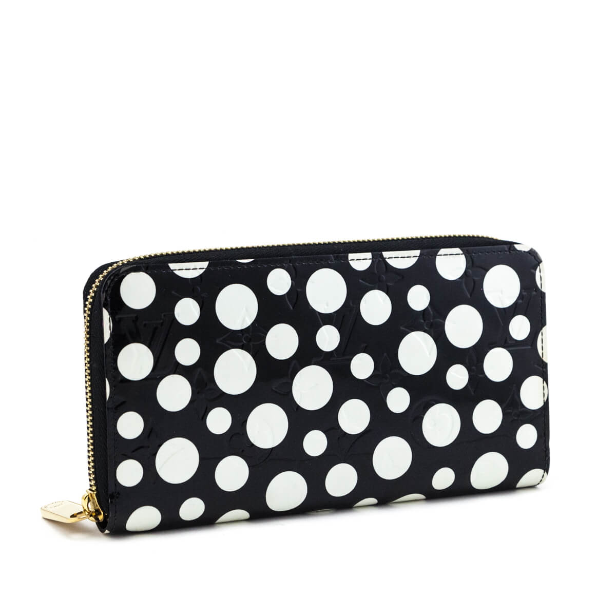 Louis Vuitton Black & White Vernis Kusama Infinity Dots Zippy Wallet