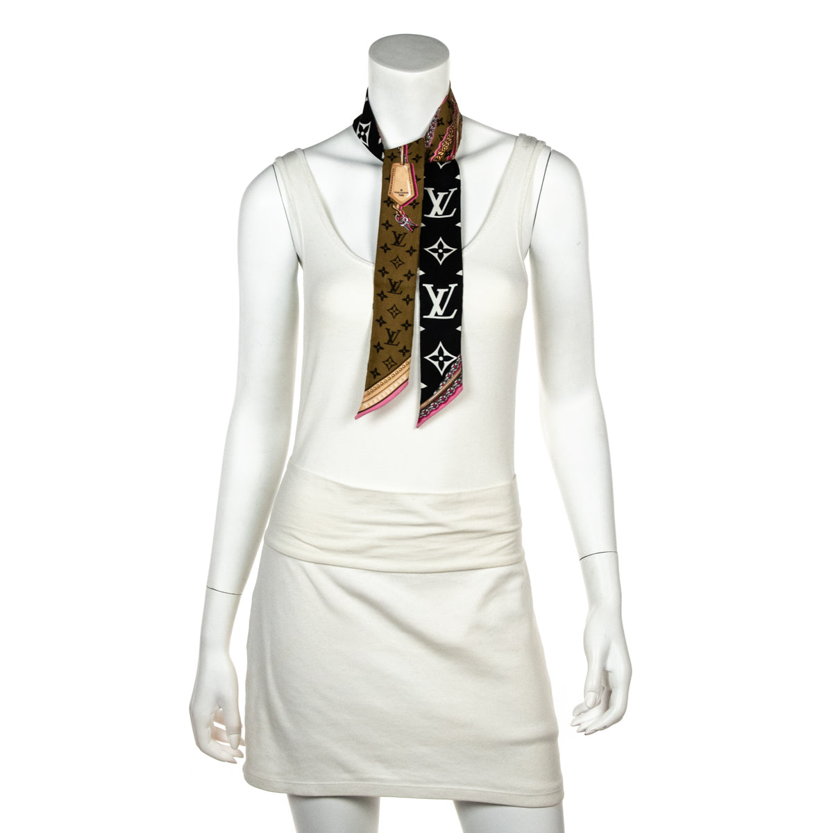 Louis Vuitton Brown & Black Silk BB Bandeau Scarf