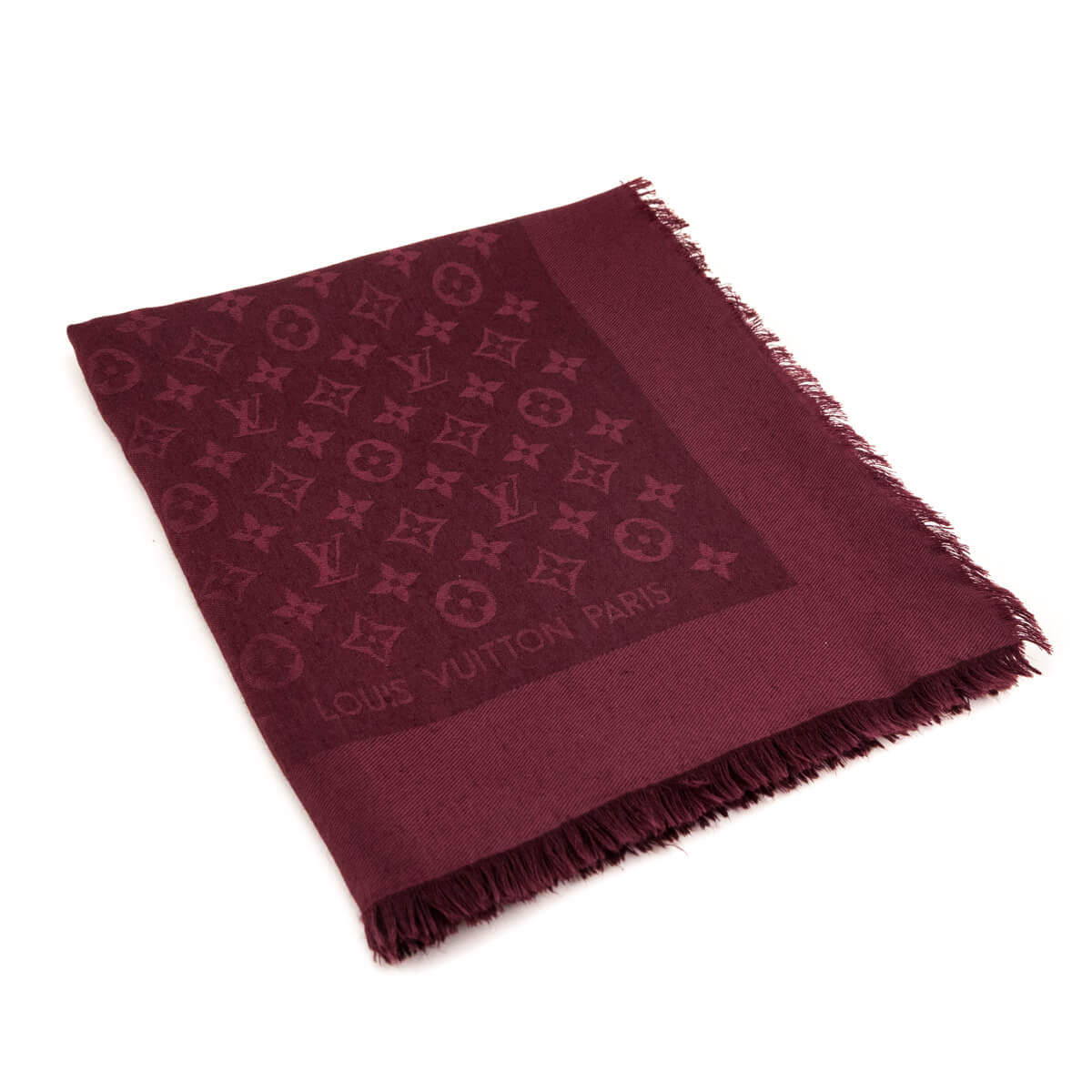 Louis Vuitton Burgundy Silk & Wool Monogram Classic Shawl