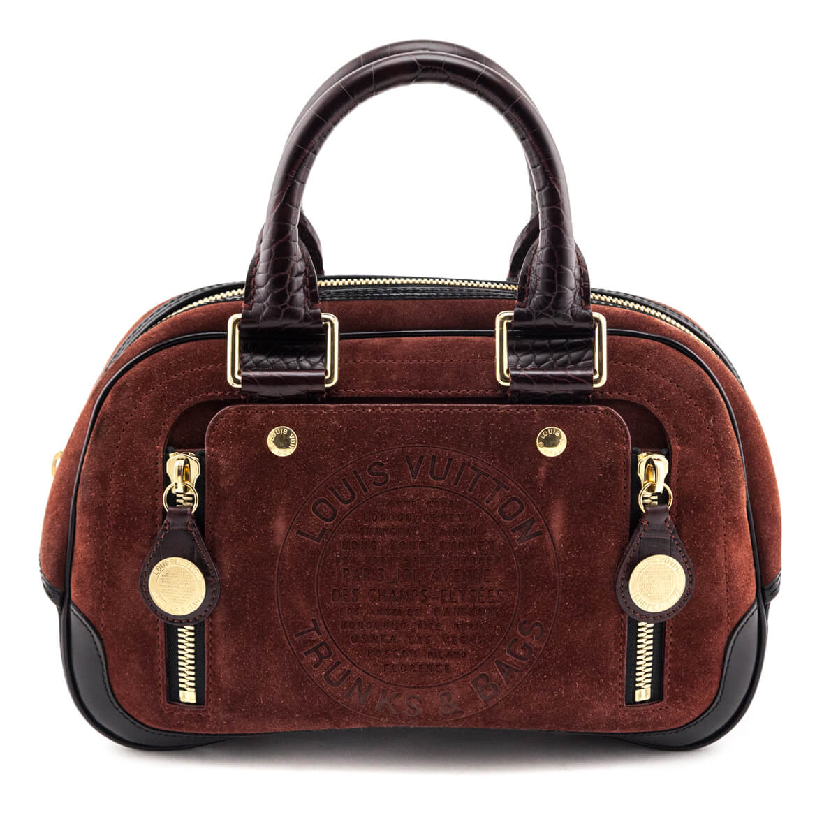Louis Vuitton Burgundy Suede Stamped Havane Bowler GM