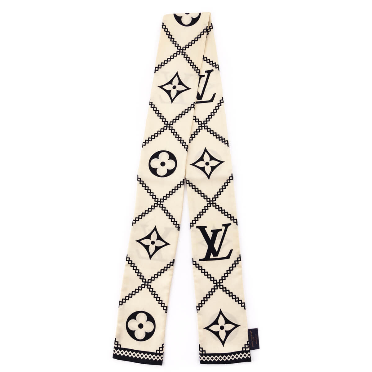 Louis Vuitton Cream & Black Silk Monogram Croisillon Bandeau