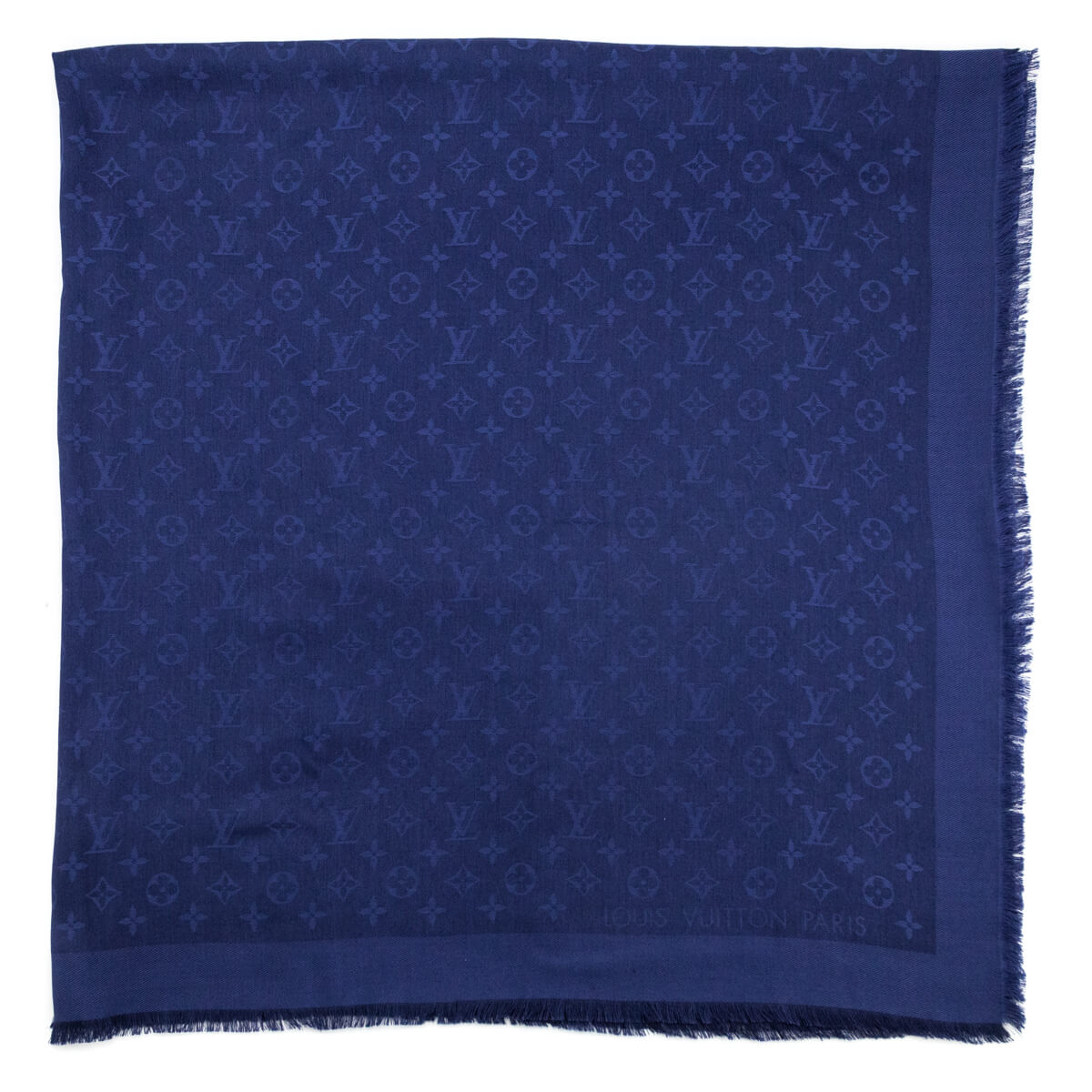 Louis Vuitton Navy Silk & Wool Monogram Classic Shawl