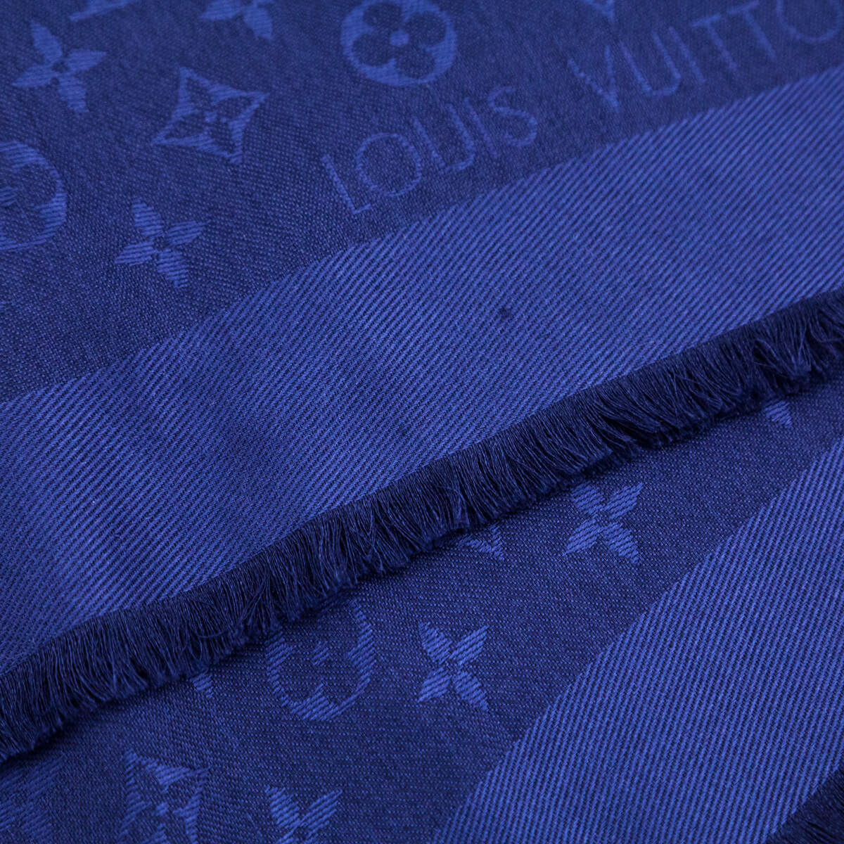 Louis Vuitton Navy Silk & Wool Monogram Classic Shawl