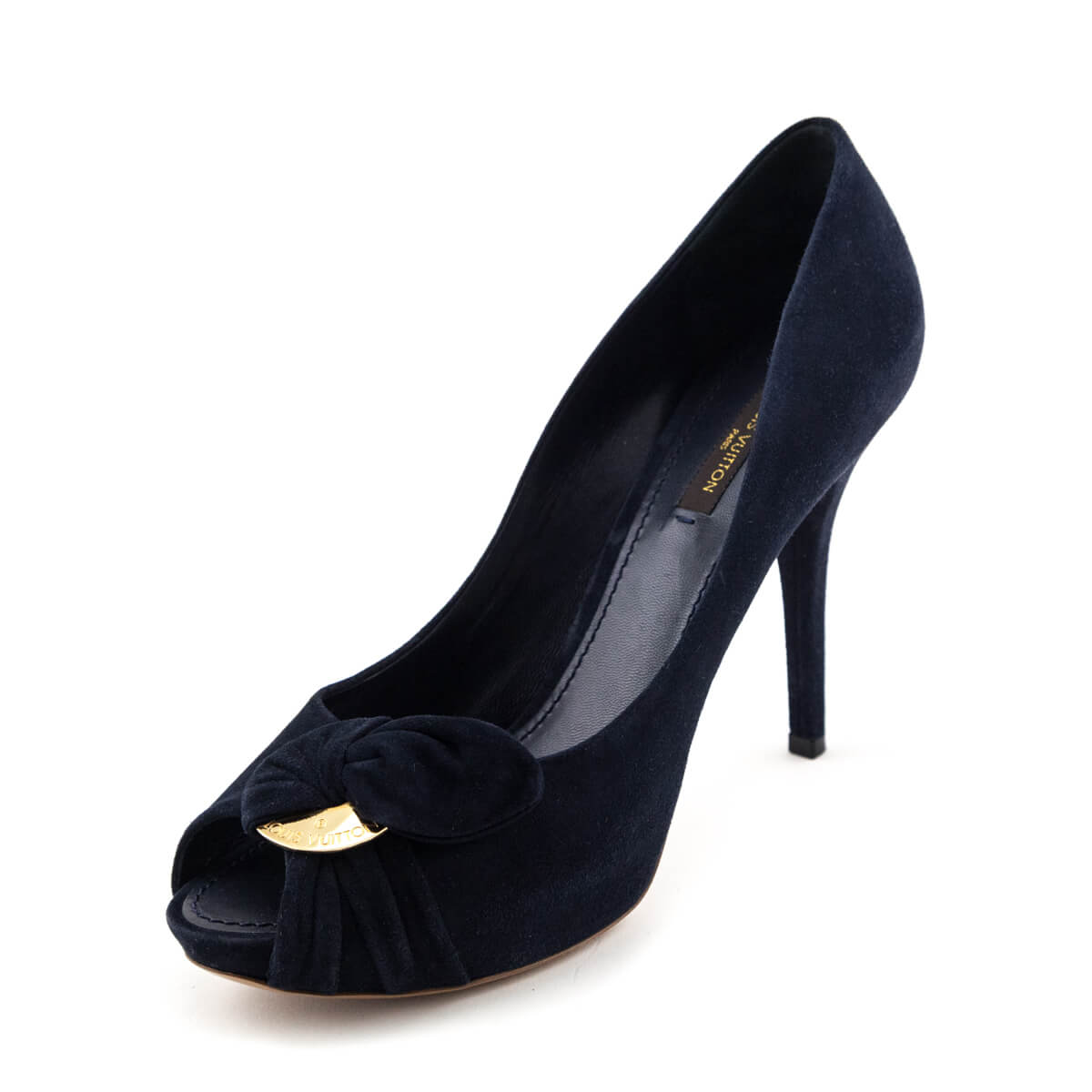 Louis Vuitton Navy Suede Peep Toe Pumps Size US 9 | EU 39