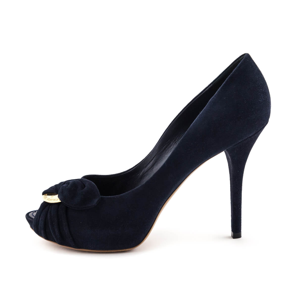 Louis Vuitton Navy Suede Peep Toe Pumps Size US 9 | EU 39