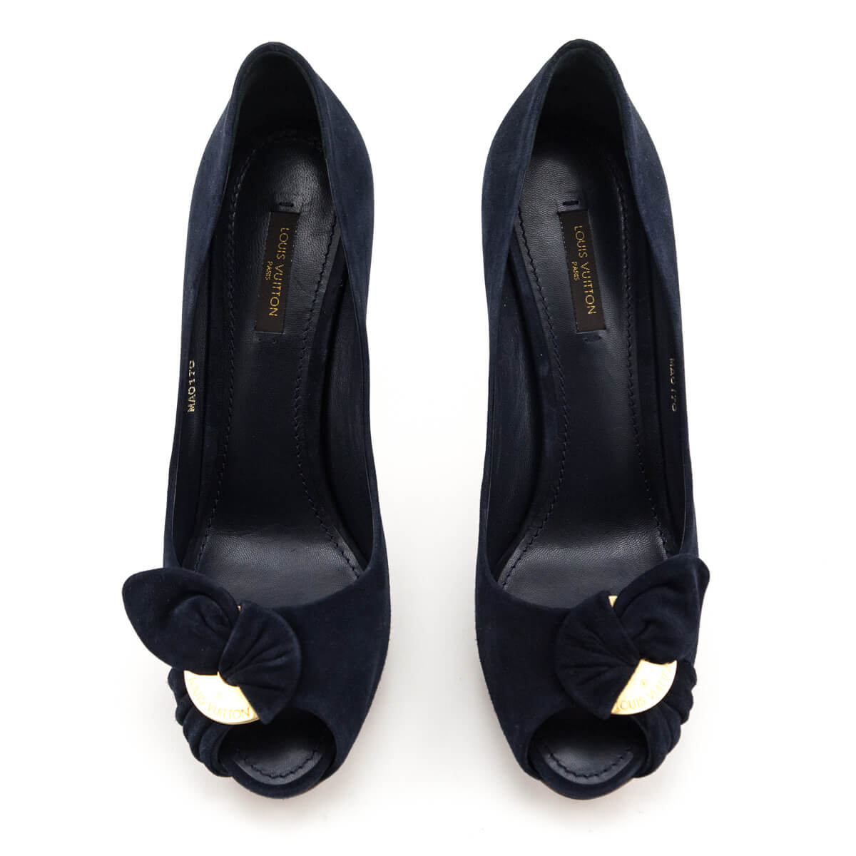 Louis Vuitton Navy Suede Peep Toe Pumps Size US 9 | EU 39