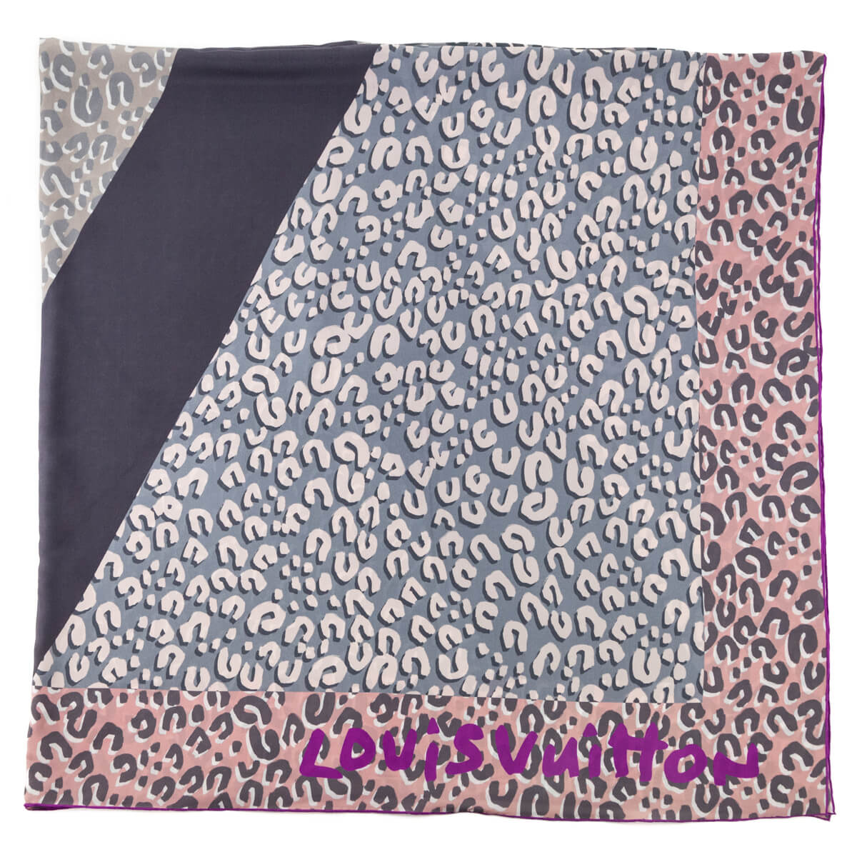 Louis Vuitton Pink & Gray Leopard V Sprouse Silk Shawl