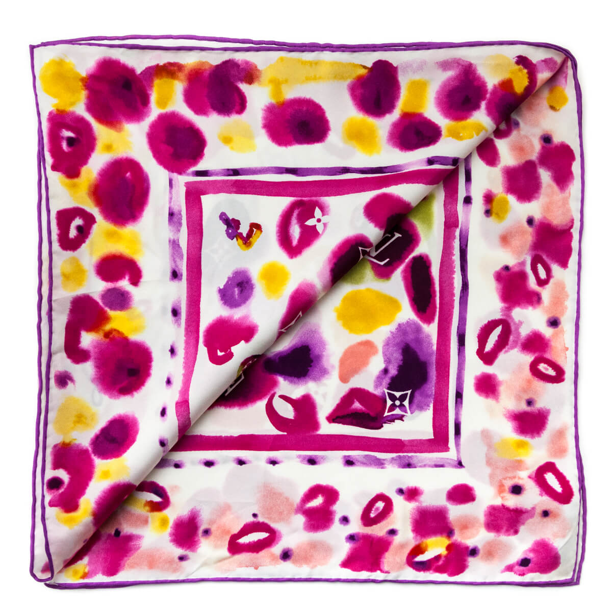 Louis Vuitton Pink & Yellow Watercolor Monogram Silk Scarf 65