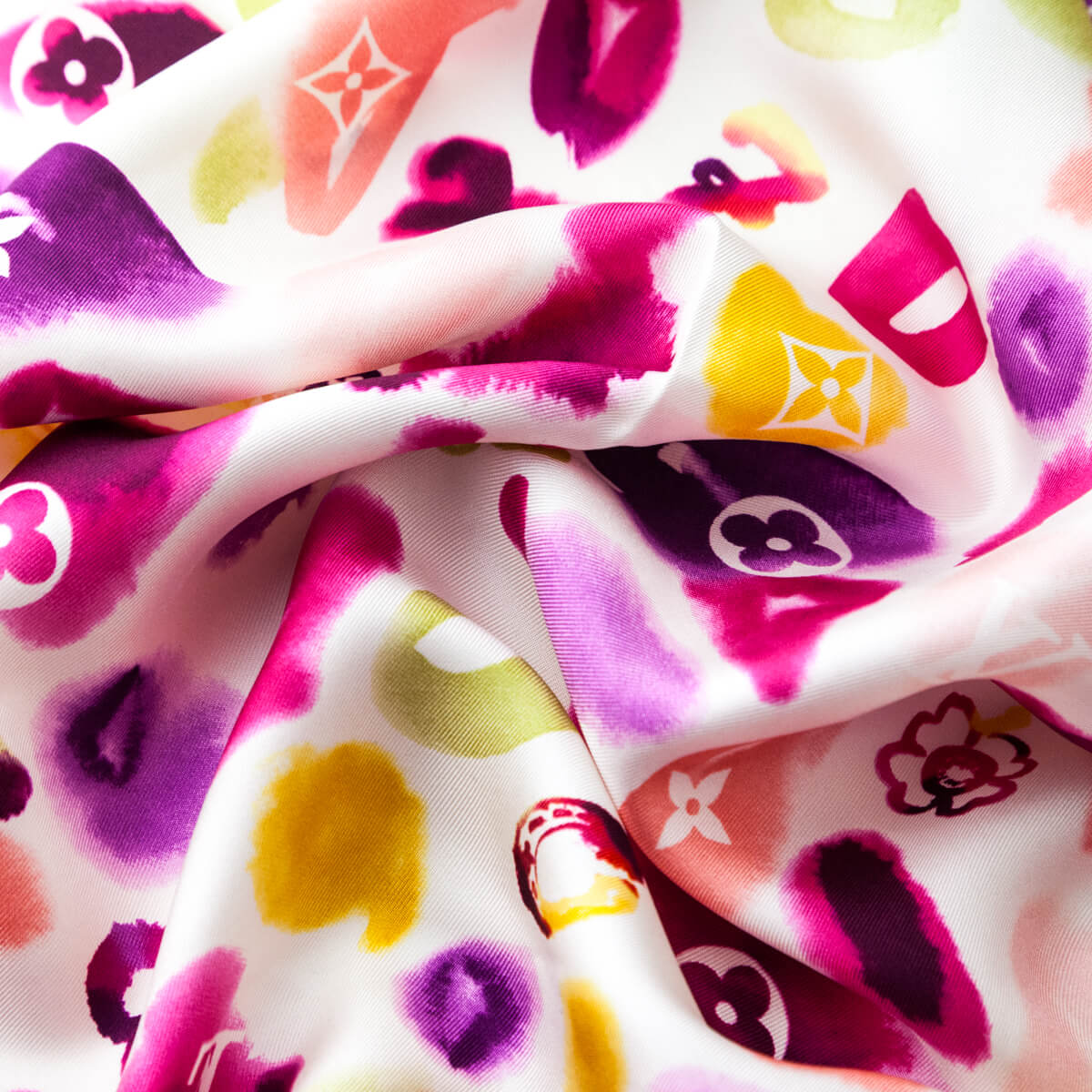 Louis Vuitton Pink & Yellow Watercolor Monogram Silk Scarf 65
