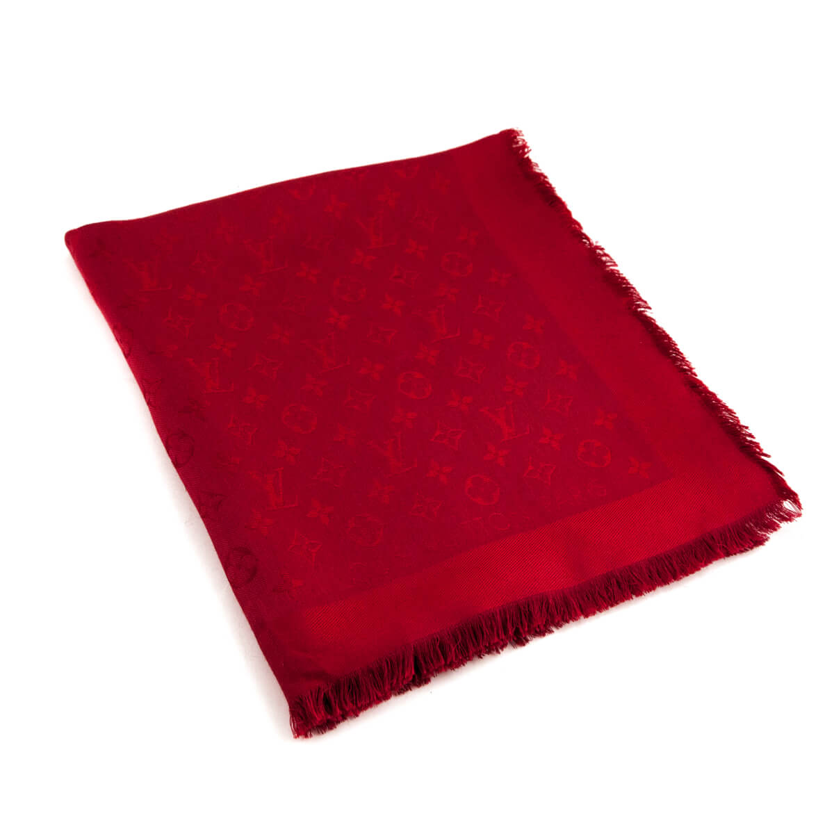 Louis Vuitton Red Silk & Wool Monogram Classic Shawl