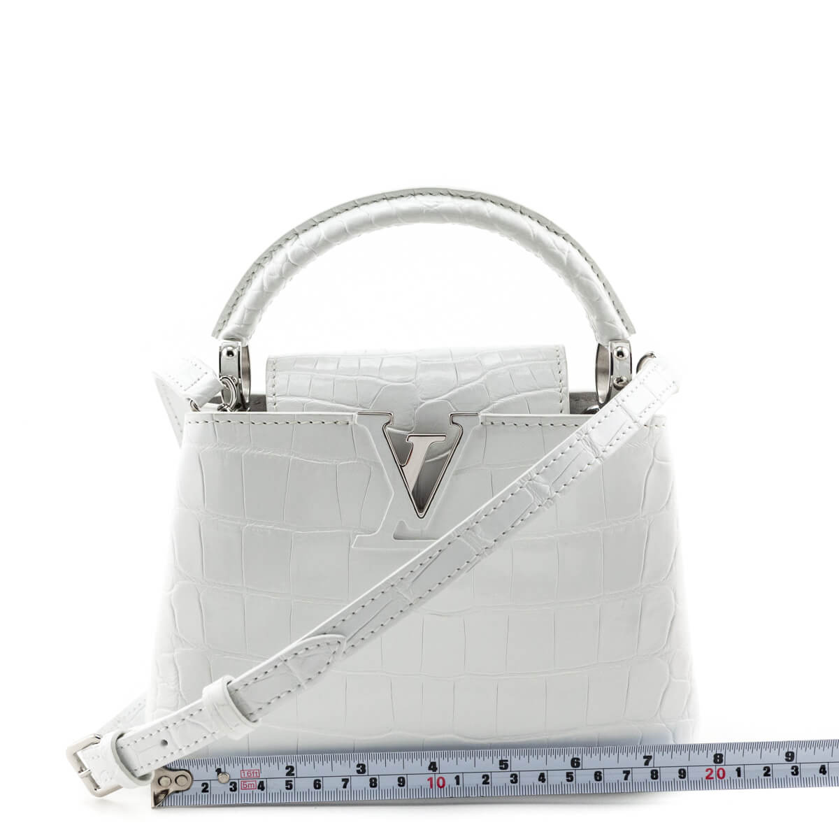 Louis Vuitton White Crocodilien Mat Capucines Mini