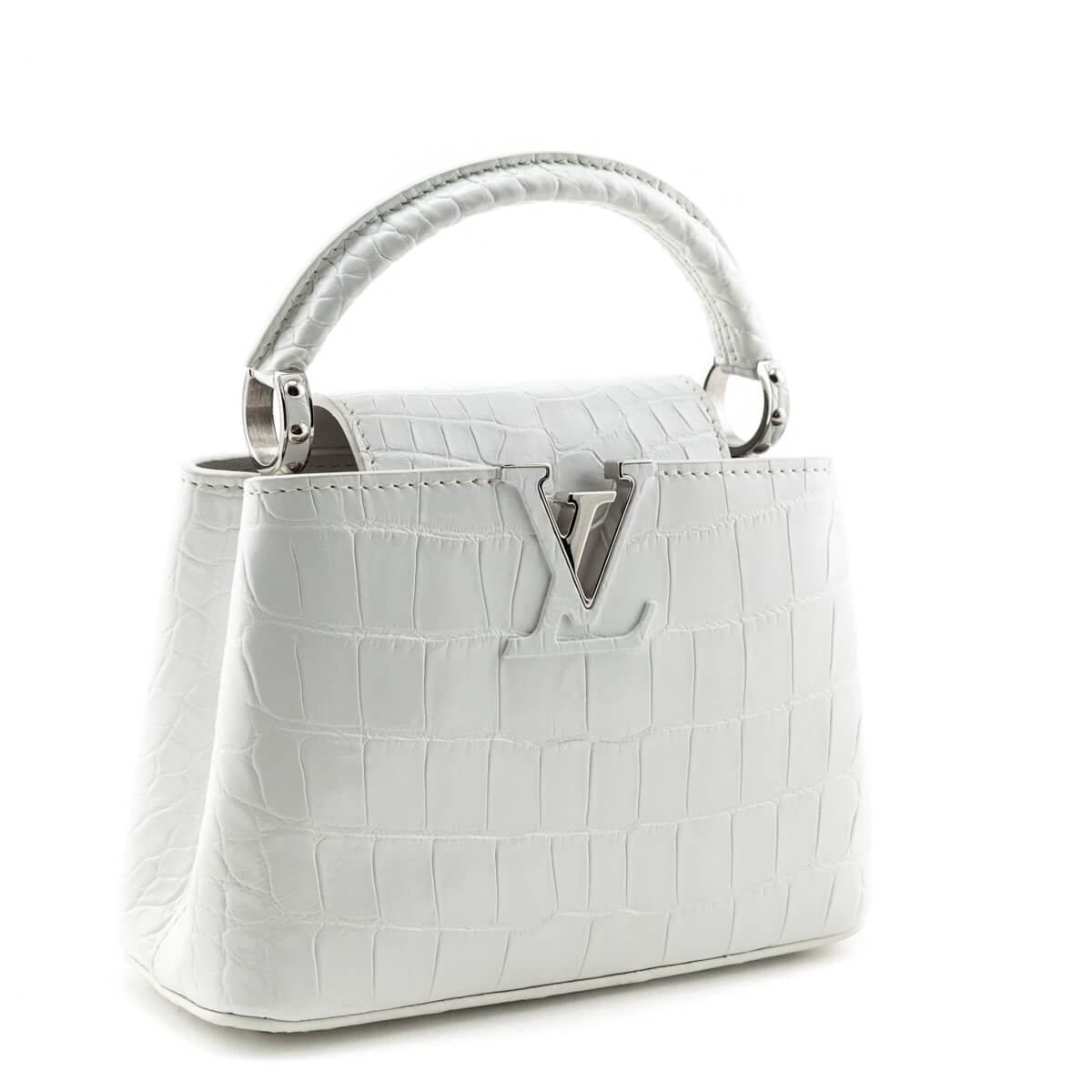 Louis Vuitton White Crocodilien Mat Capucines Mini