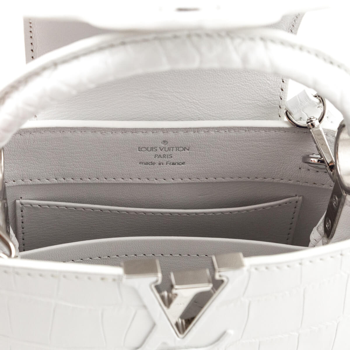 Louis Vuitton White Crocodilien Mat Capucines Mini