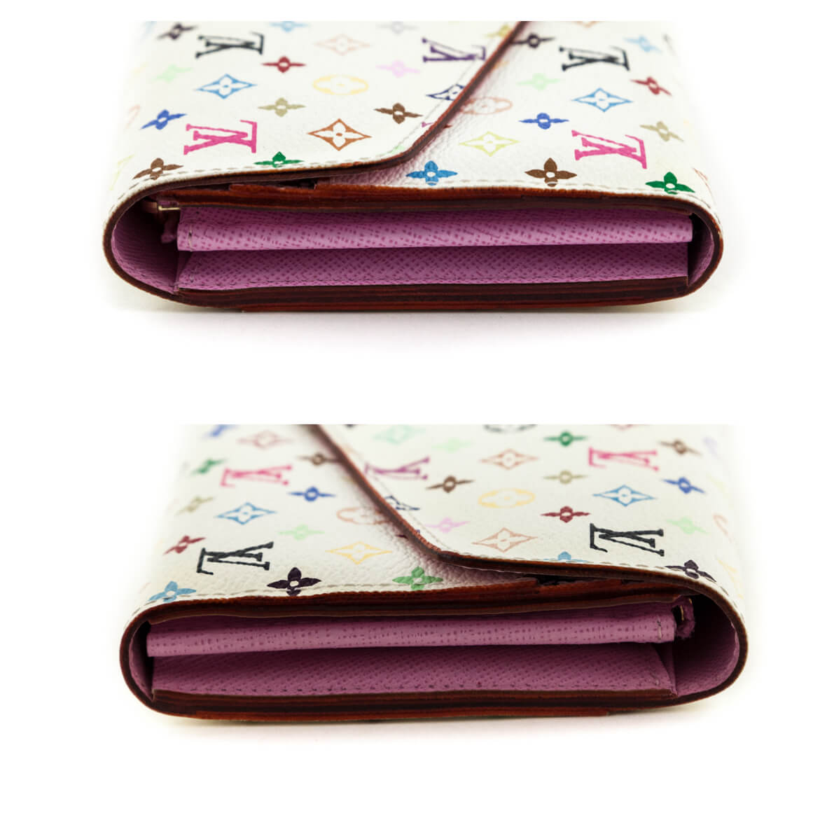 Louis Vuitton White Monogram Multicolore Litchi Sarah Wallet NM