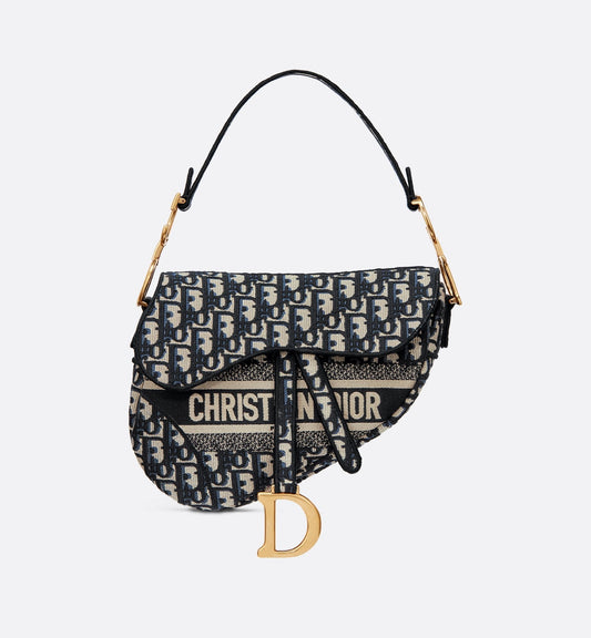 Saddle Bag Blue Luxury Dior Oblique Embroidery