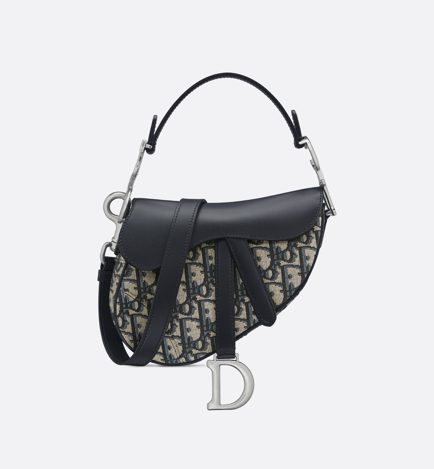 Mini Saddle Bag With Strap Blue Luxury Dior Oblique Jacquard And Smooth Calfskin