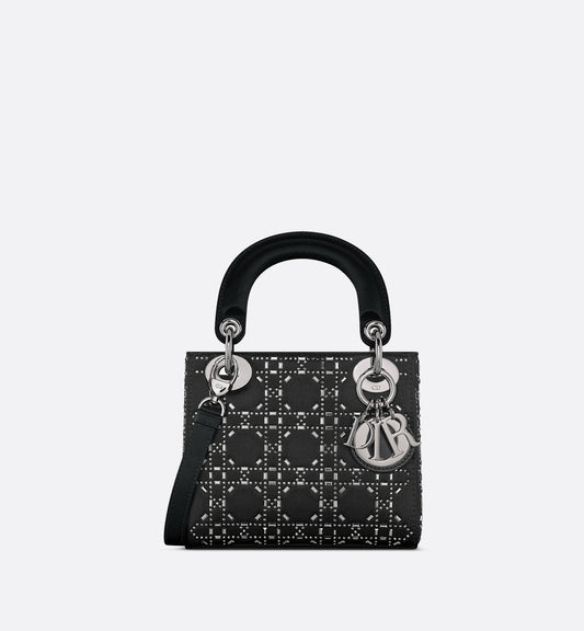 Mini Lady Luxury Dior Bag Black Strass Cannage Satin