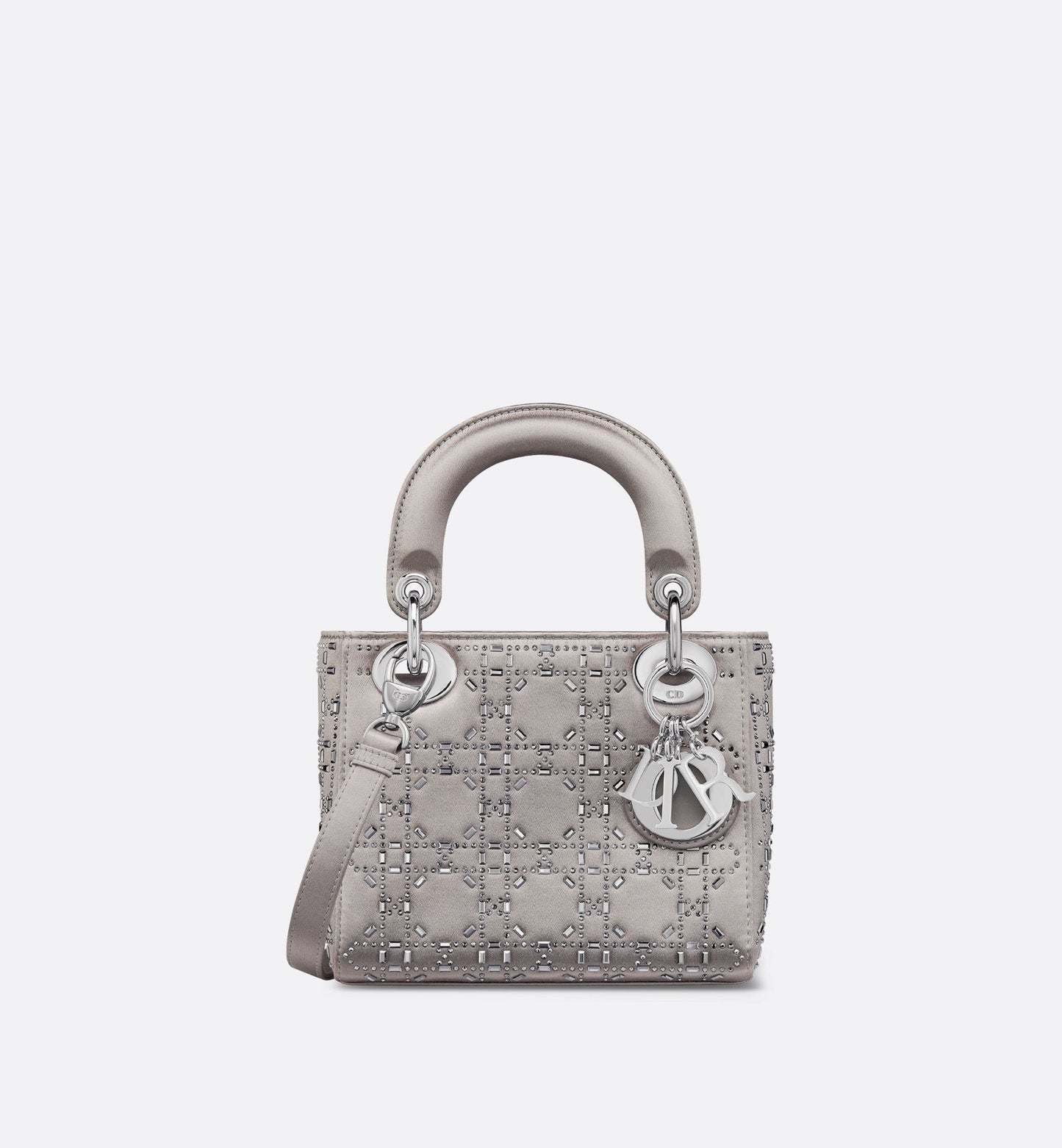 Mini Lady Luxury Dior Bag Gray Strass Cannage Satin