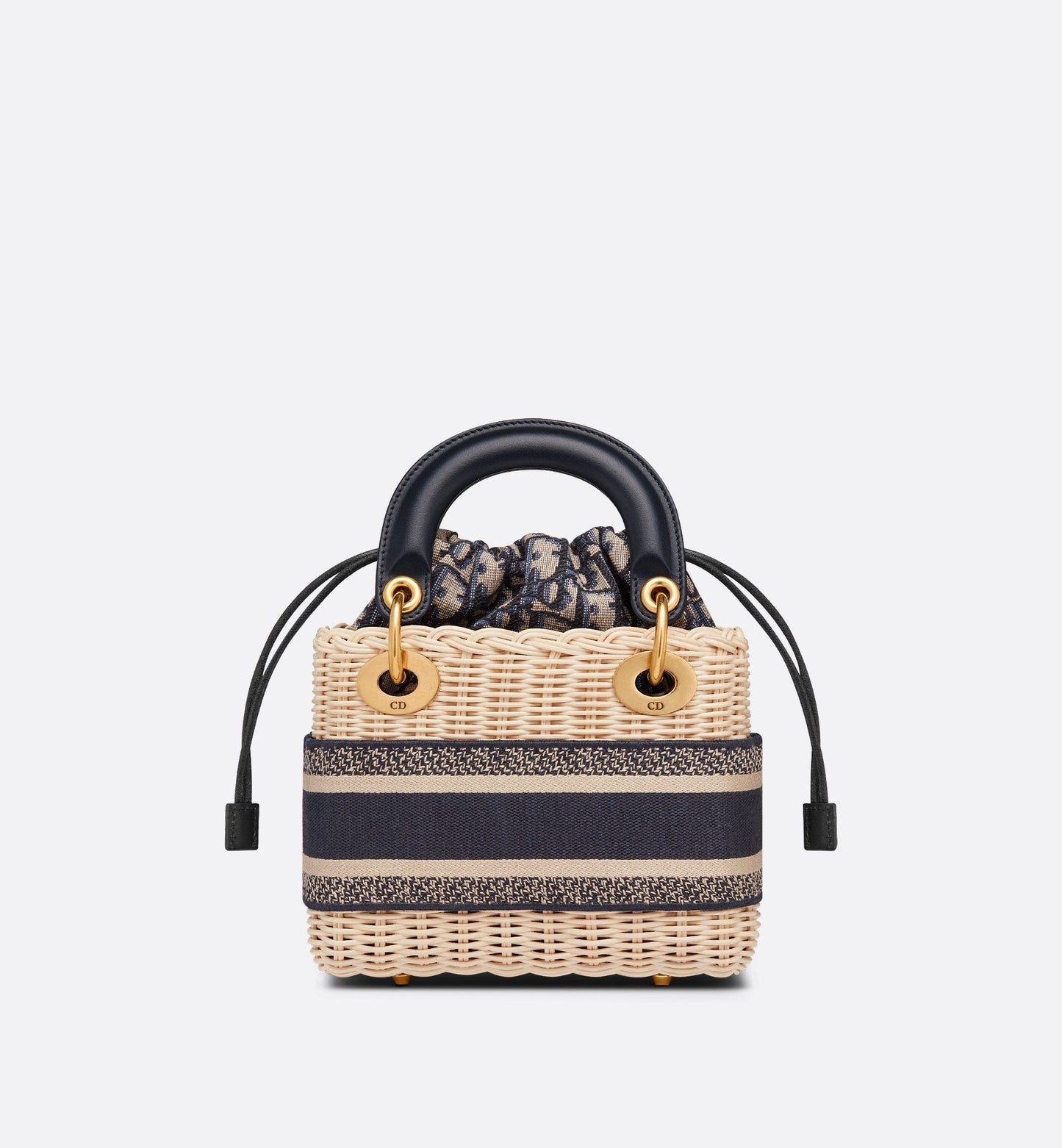 Mini Lady Luxury Dior Bag Natural Wicker And Blue Luxury Dior Oblique Jacquard