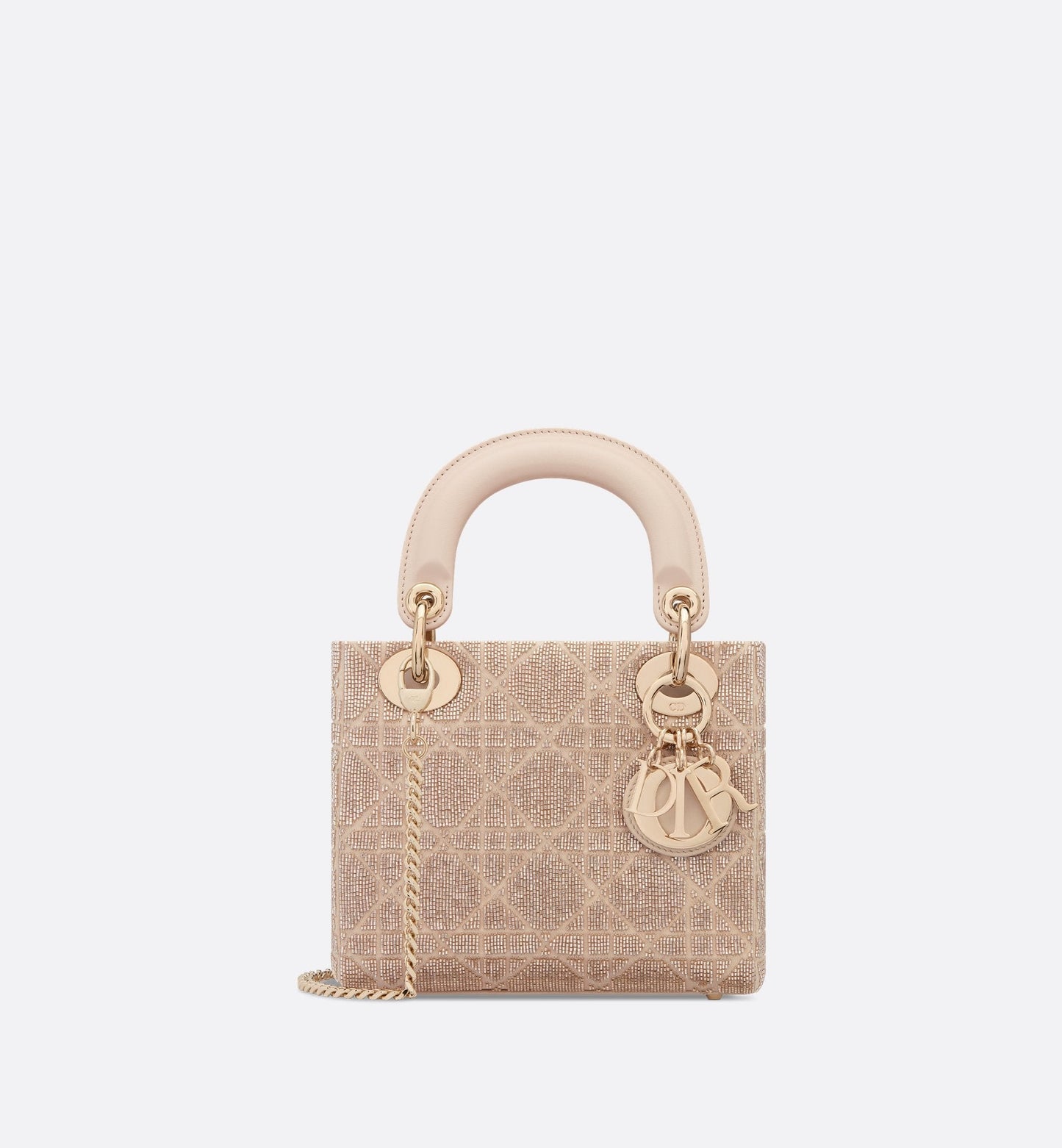 Mini Lady Luxury Dior Bag Caramel Beige Cannage Embroidered Cotton With Micropearls