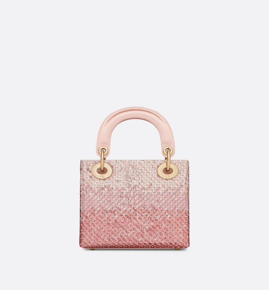 Mini Lady Luxury Dior Bag Satin Embroidered With Pink Sequins With Gradient Effect