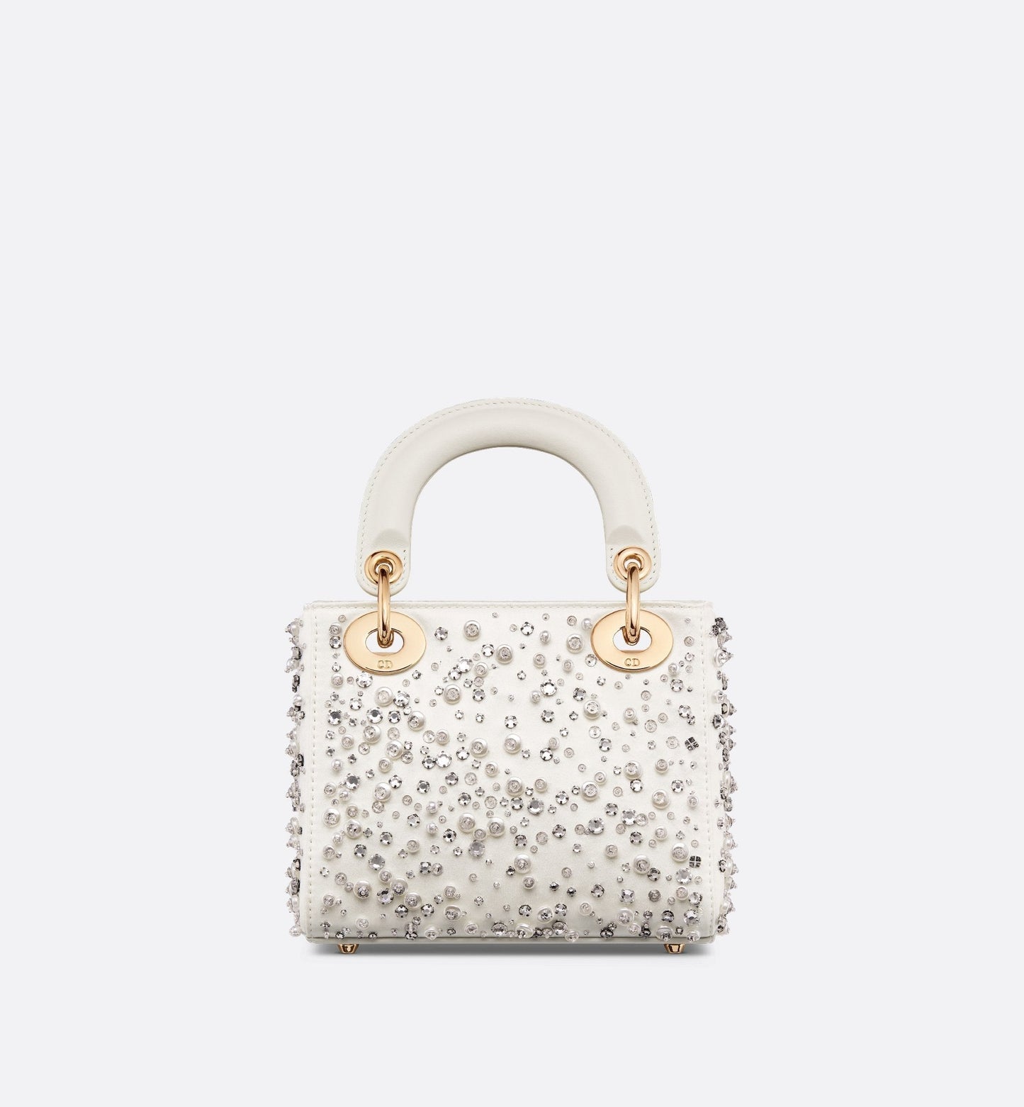 Mini Lady Luxury Dior Bag Latte Satin Embroidered With Beads