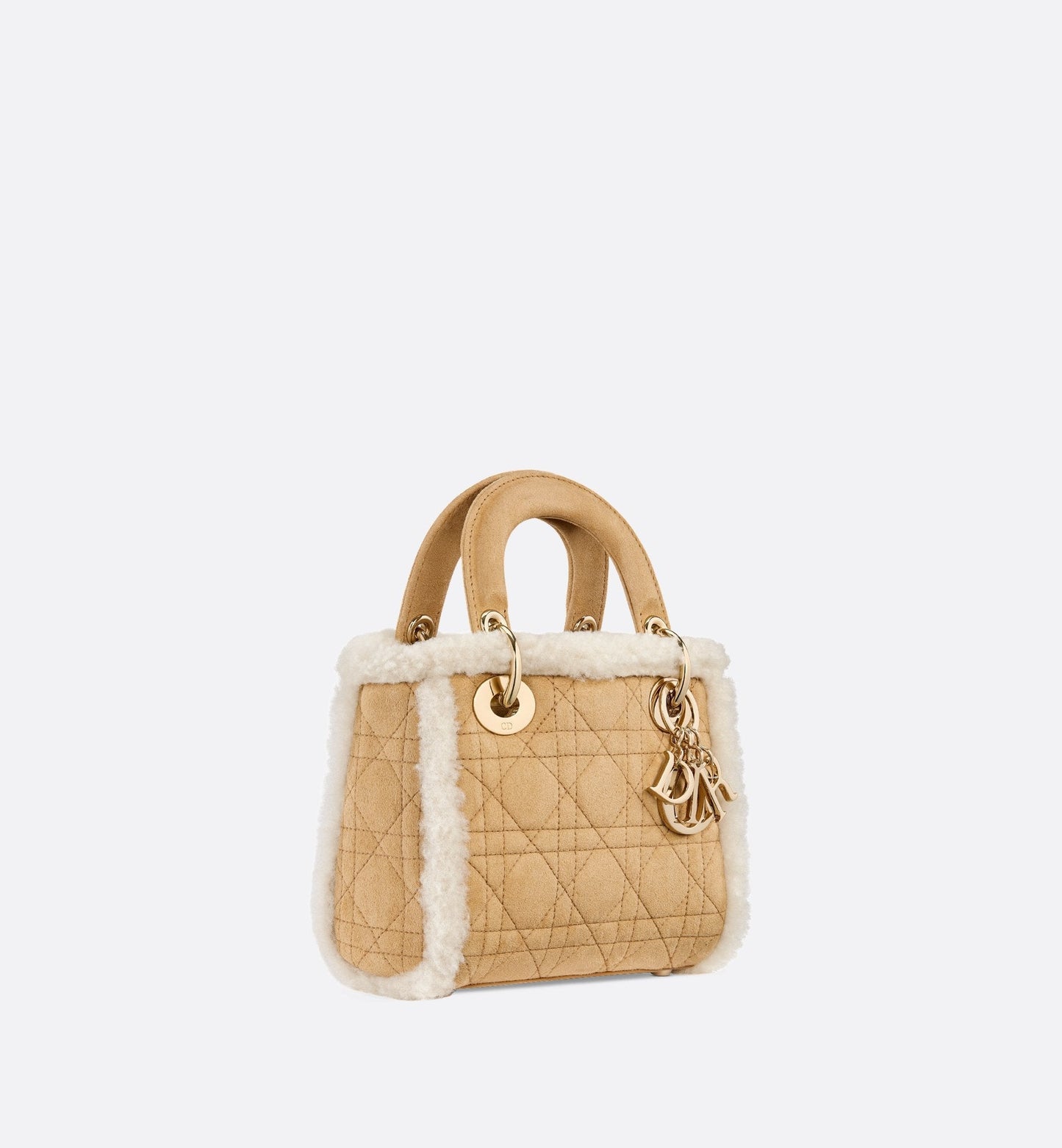 Mini Lady Luxury Dior Bag Beige Suede And Ecru Lambskin Shearling