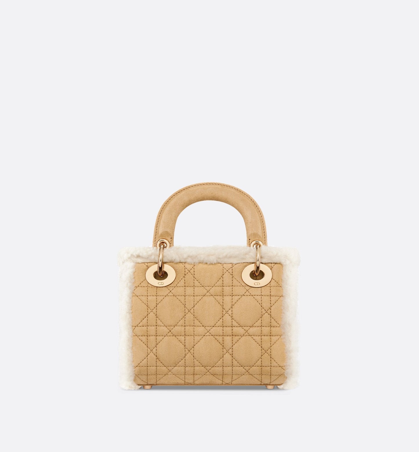 Mini Lady Luxury Dior Bag Beige Suede And Ecru Lambskin Shearling