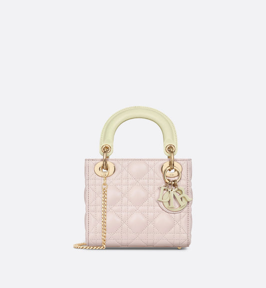 Mini Lady Luxury Dior Bag Two-Tone Rose Quartz And Pastel Yellow Cannage Lambskin