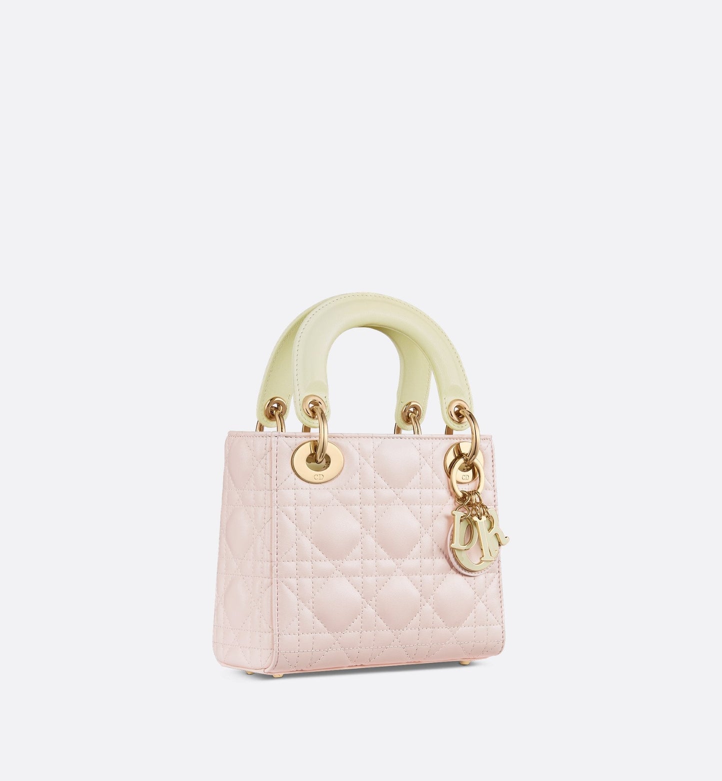 Mini Lady Luxury Dior Bag Two-Tone Rose Quartz And Pastel Yellow Cannage Lambskin