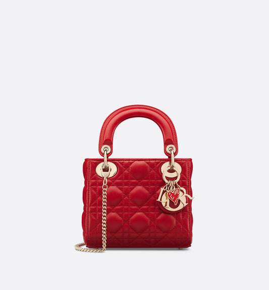 Luxury Dioramour Mini Lady Luxury Dior Bag Red Cannage Lambskin