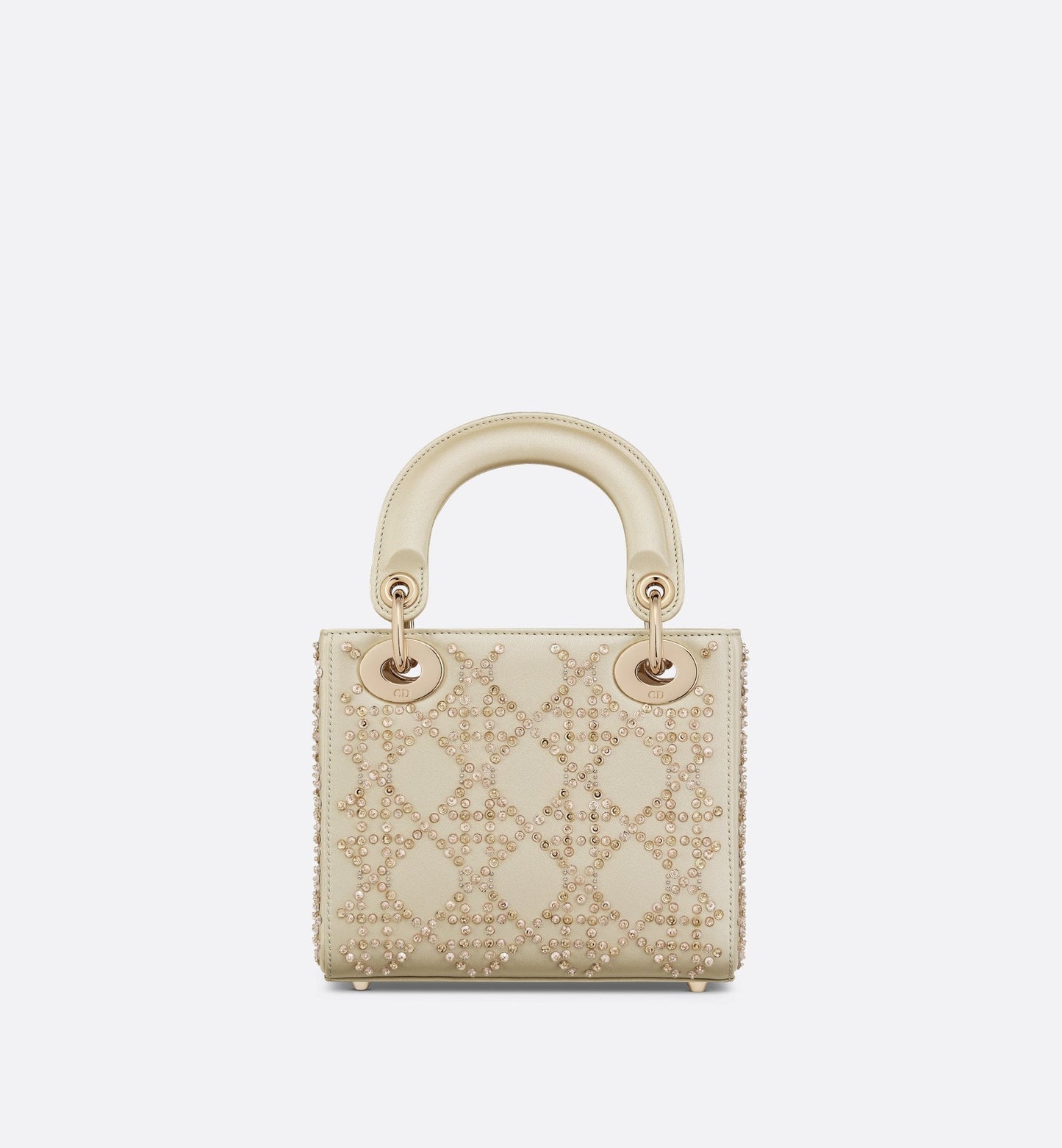 Mini Lady Luxury Dior Bag Platinum Tone Metallic Cannage Lambskin With Beaded Embroidery