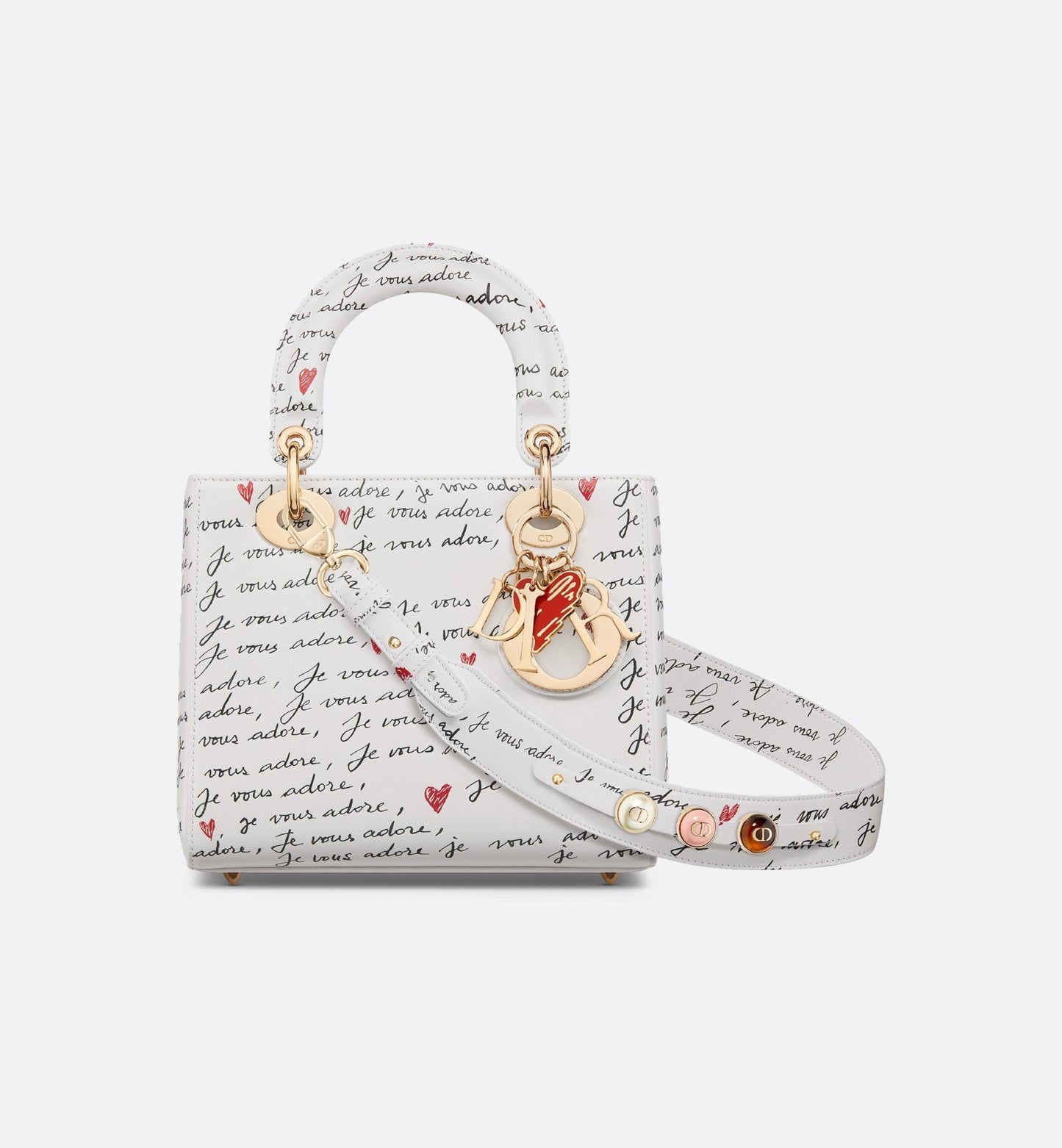 Luxury Dioramour Small Lady Luxury Dior My AbcLuxury Dior Bag White Calfskin With Black And Red Je Vous Adore Print