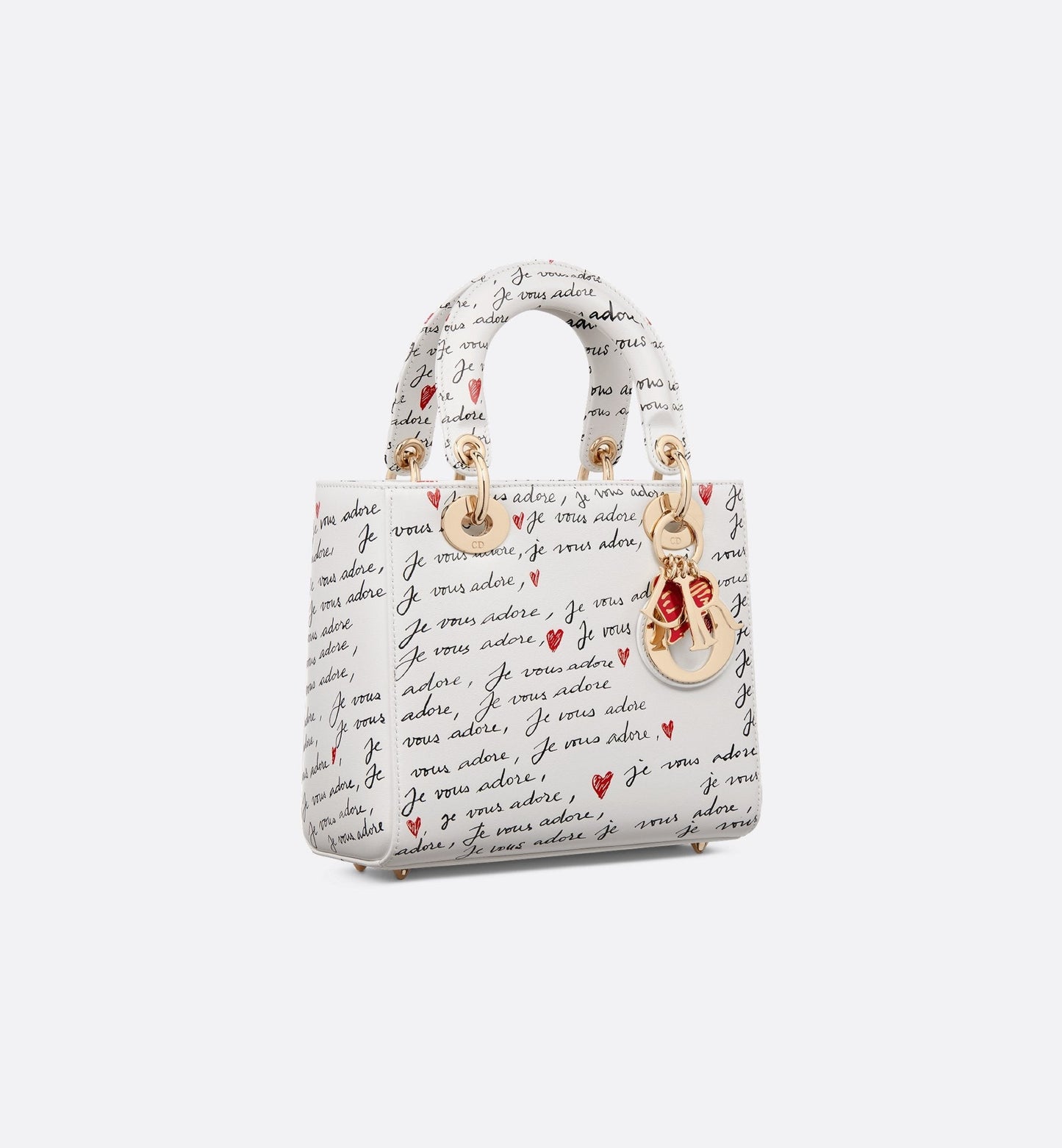 Luxury Dioramour Small Lady Luxury Dior My AbcLuxury Dior Bag White Calfskin With Black And Red Je Vous Adore Print
