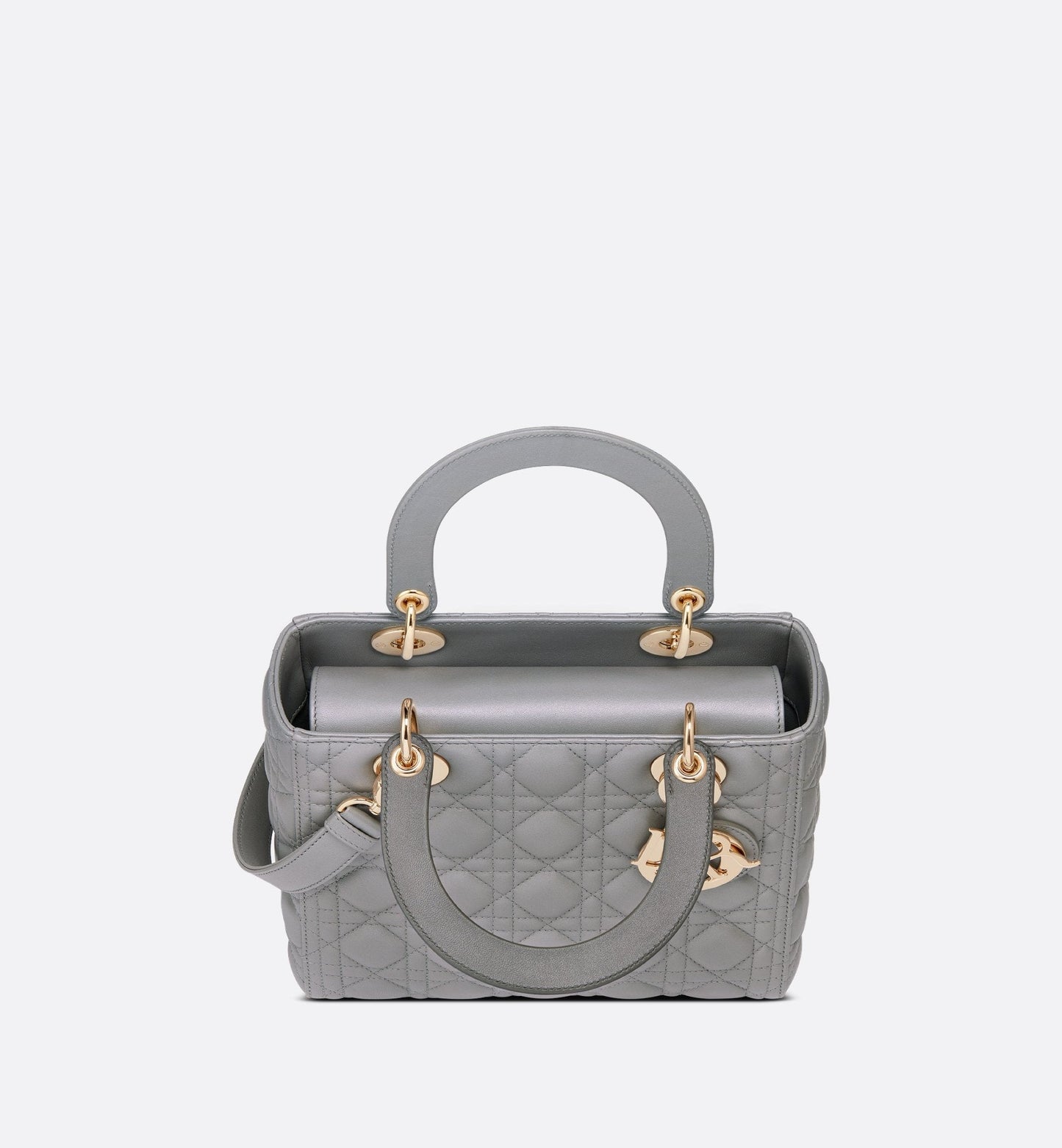 Medium Lady Luxury Dior Bag Opaline Gray Pearlescent Cannage Lambskin