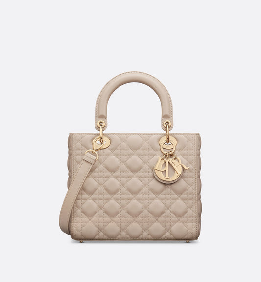 Medium Lady Luxury Dior Bag Powder Beige Cannage Lambskin