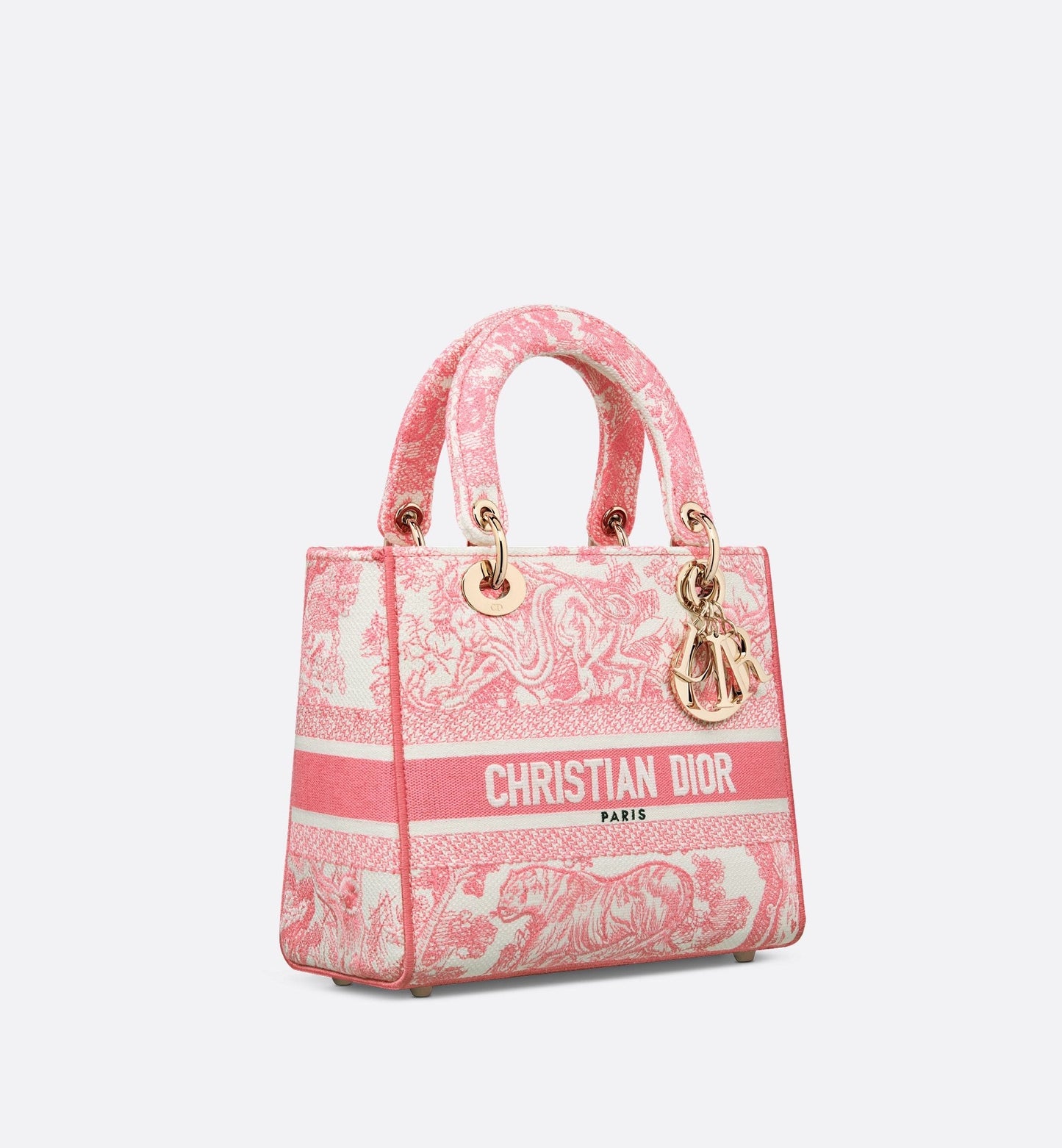 Medium Luxury Dioriviera Lady D-Lite Bag Candy Pink Toile De Jouy Embroidery