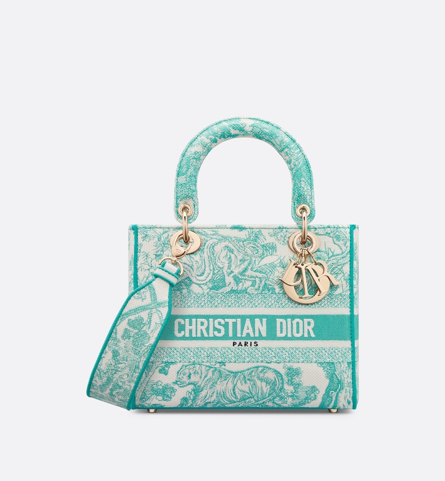Medium Luxury Dioriviera Lady D-Lite Bag Aquamarina Toile De Jouy Embroidery