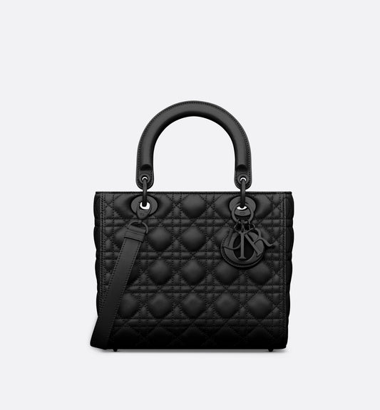 Medium Lady Luxury Dior Bag Black Ultramatte Cannage Calfskin