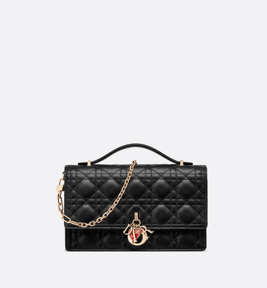 Luxury Dioramour My Luxury Dior Top Handle Bag Black Cannage Calfskin