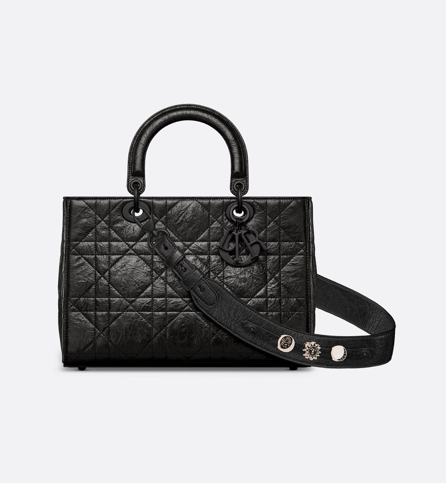 Medium Lady D-Sire My AbcLuxury Dior Bag Black Macrocannage Crinkled Calfskin