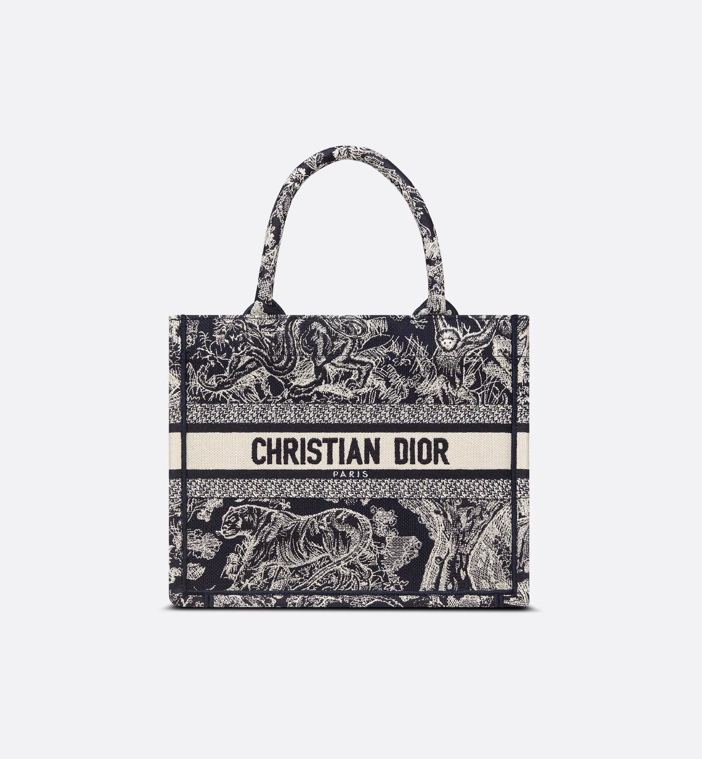 Small Luxury Dior Book Tote Blue and White Toile de Jouy Reverse Embroidery
