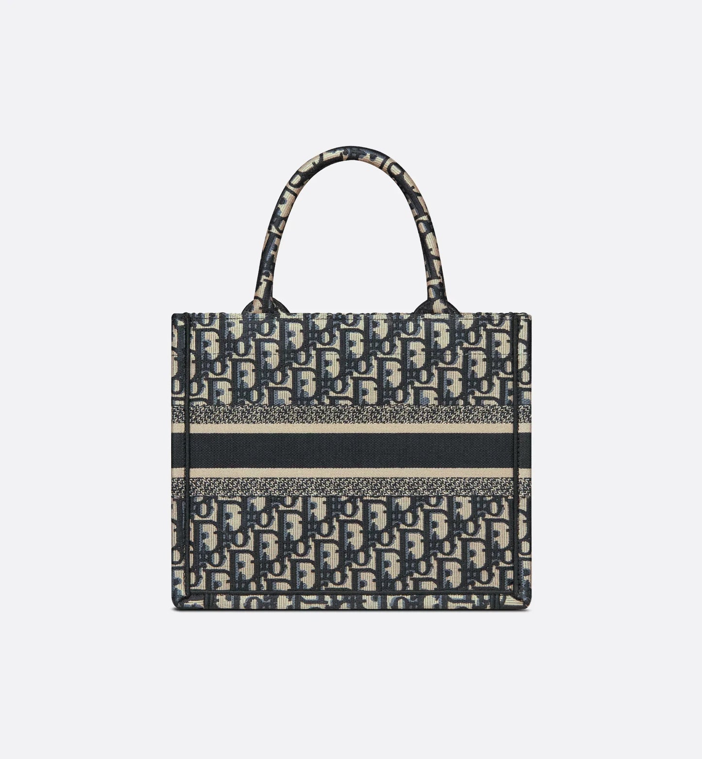 Small Luxury Dior Book Tote Ecru and Blue Luxury Dior Oblique Embroidery