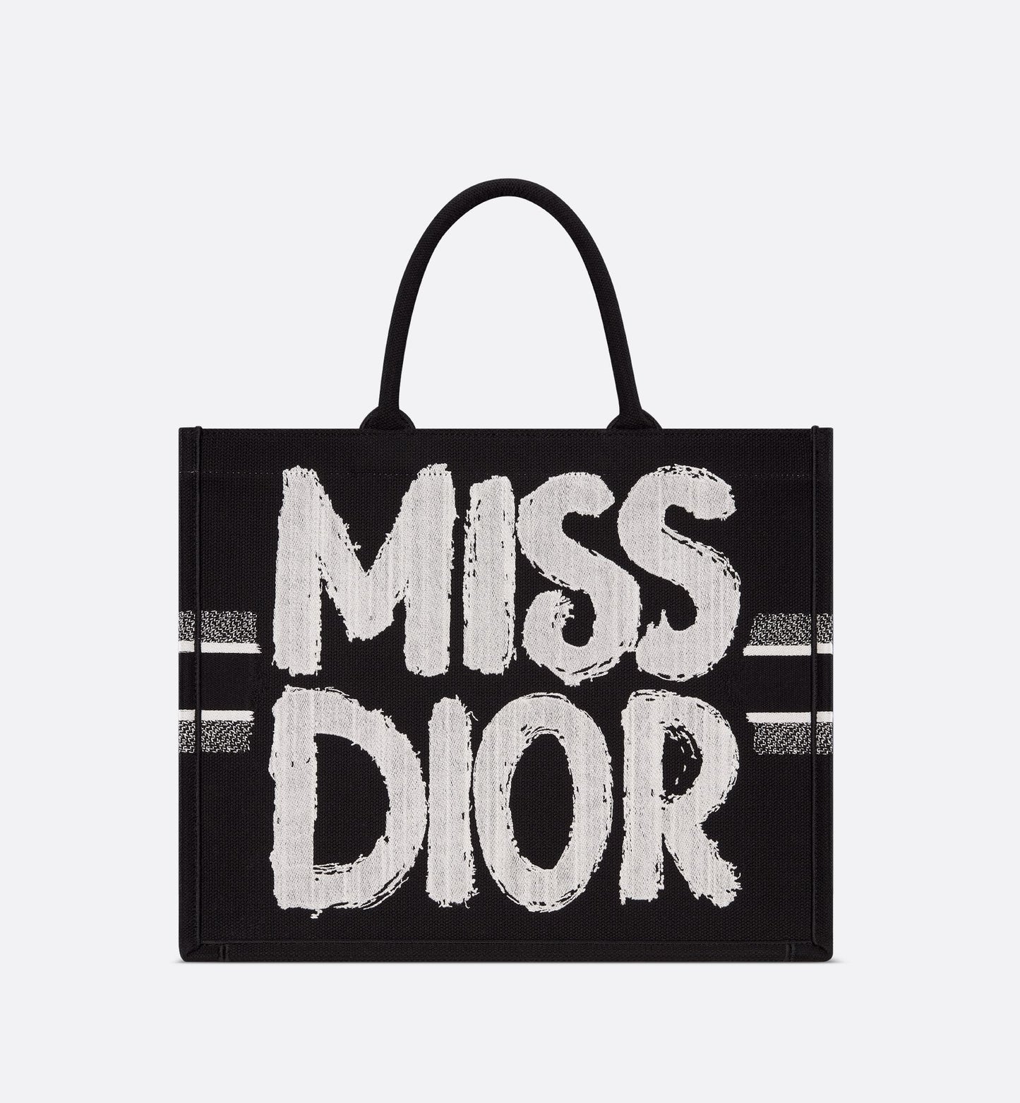 Large Luxury Dior Book Tote Black And White Miss Luxury Dior Graffiti Embroidery