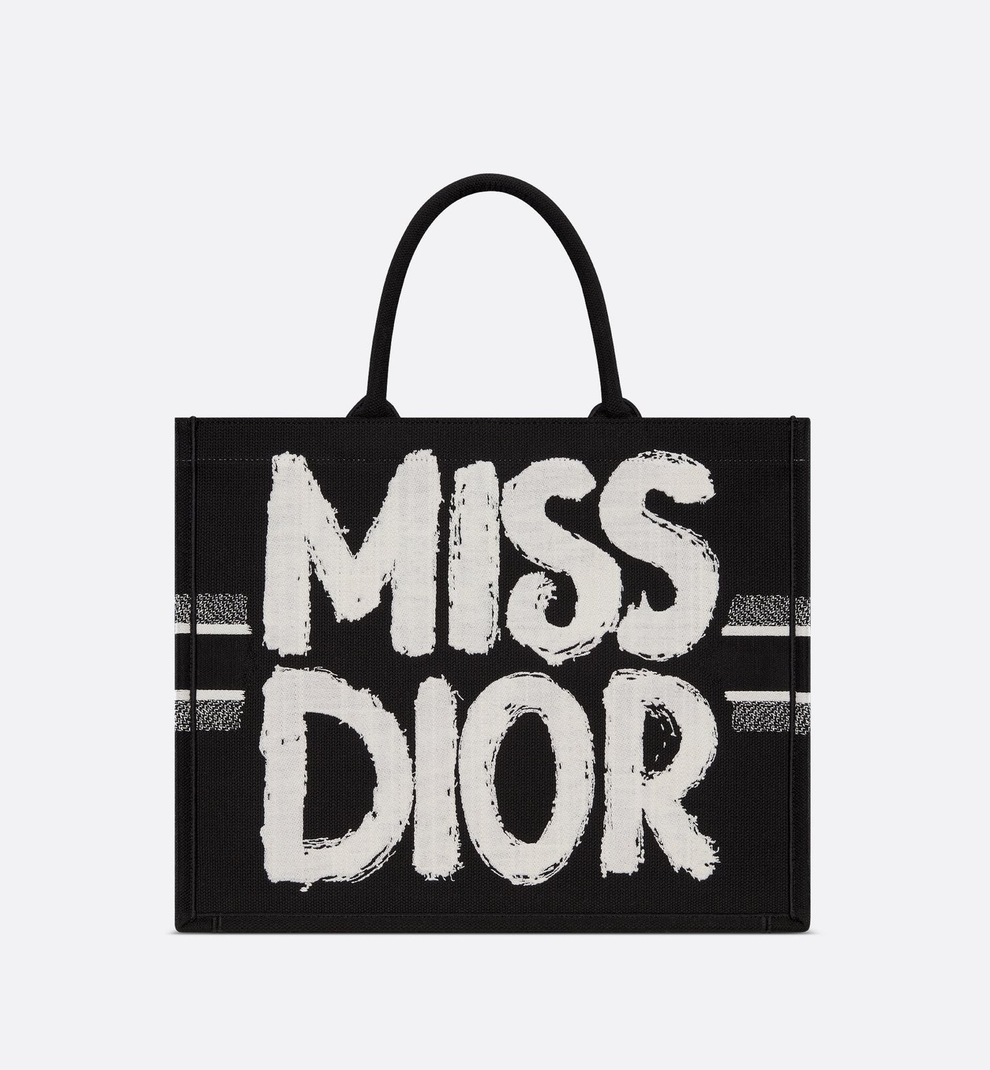 Large Luxury Dior Book Tote Black And White Miss Luxury Dior Graffiti Embroidery